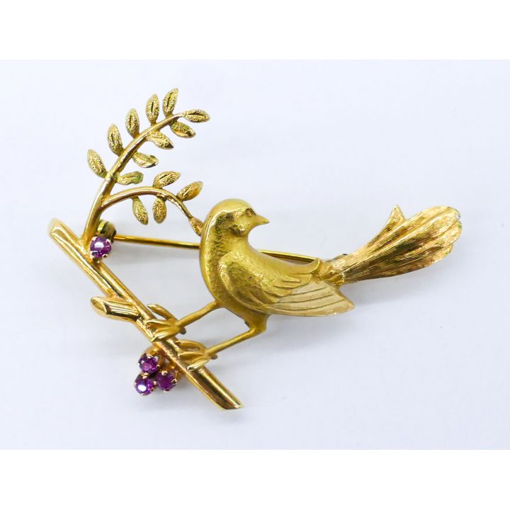Carl Bucherer 18k Bird on Branch Brooch