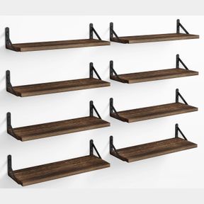 FIXWAL FLOATING SHELVES, WIDTH 4.7IN RUSTIC WOOD WALL SHELVES SET OF 8, WALL STORAGE SHELVES FOR BEDROOM, LIVING ROOM, KITCHEN, BA