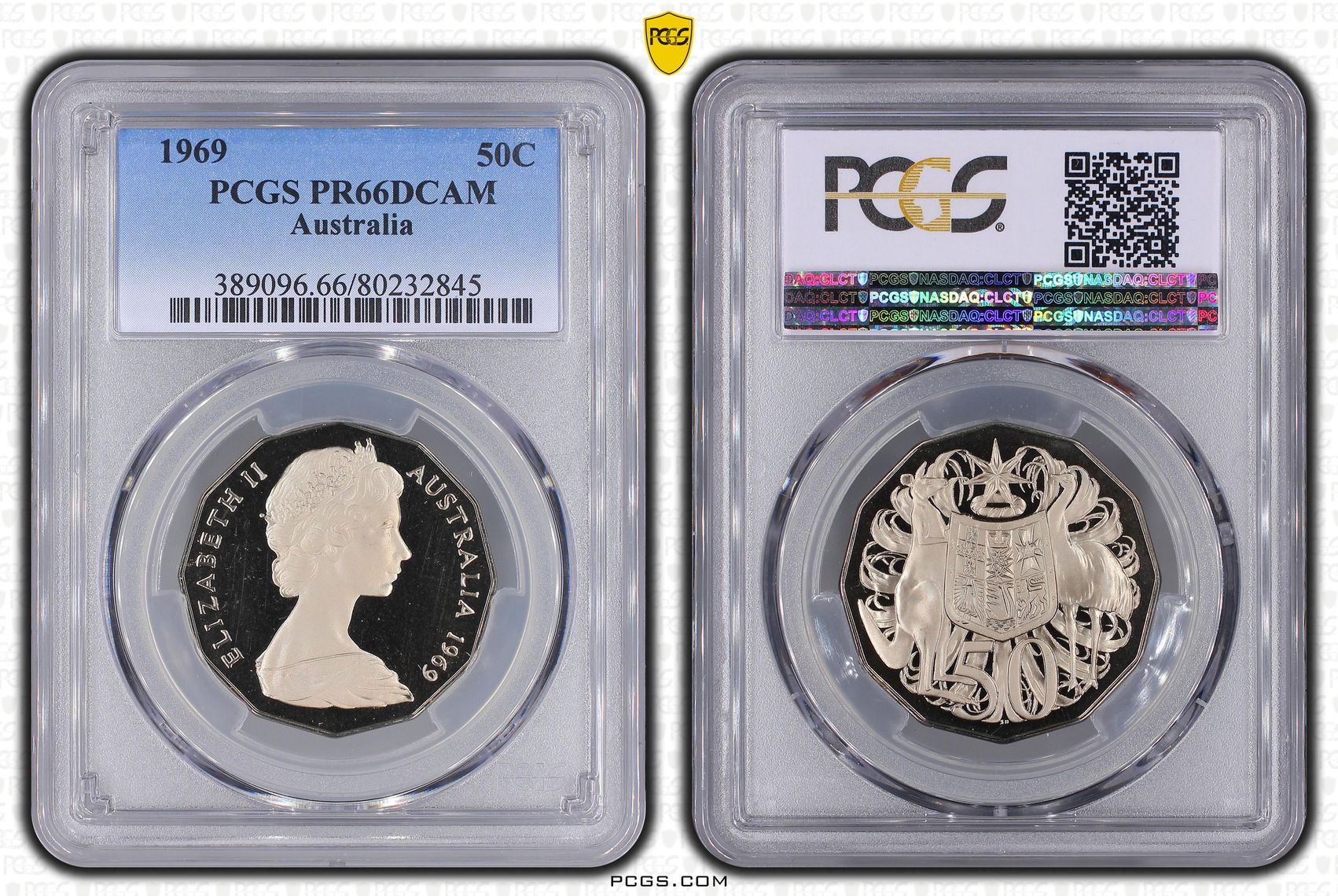 Elizabeth II, Fifty Cent, 1969, PCGS PR66DCAM