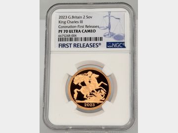 2023 CORONATION OF CHARLES III PROOF 2 POUND PF70 UCAM TOP POP! FIRST RELEASES