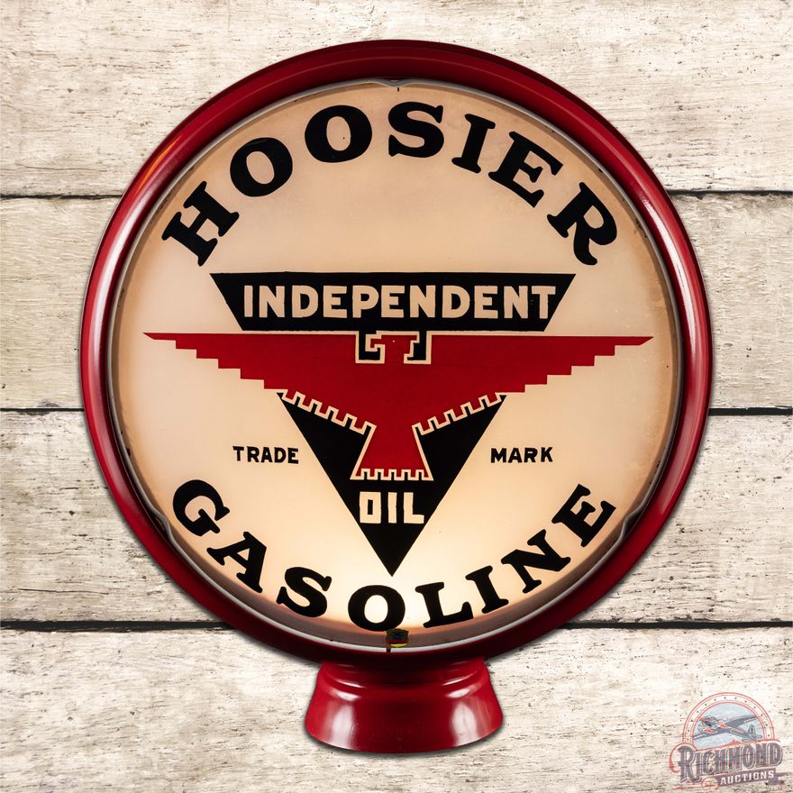 Hoosier Independent Gasoline 15" Single Lens w/ HP Metal Gas Pump Globe Body