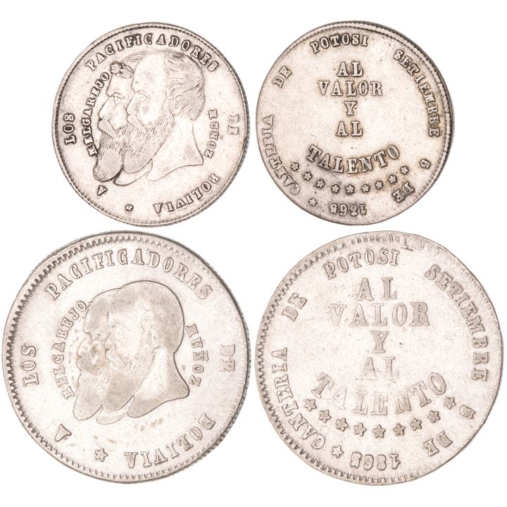 Bolivia, Melgarejo Coinage, Half Melgarejo, 1865, gFine