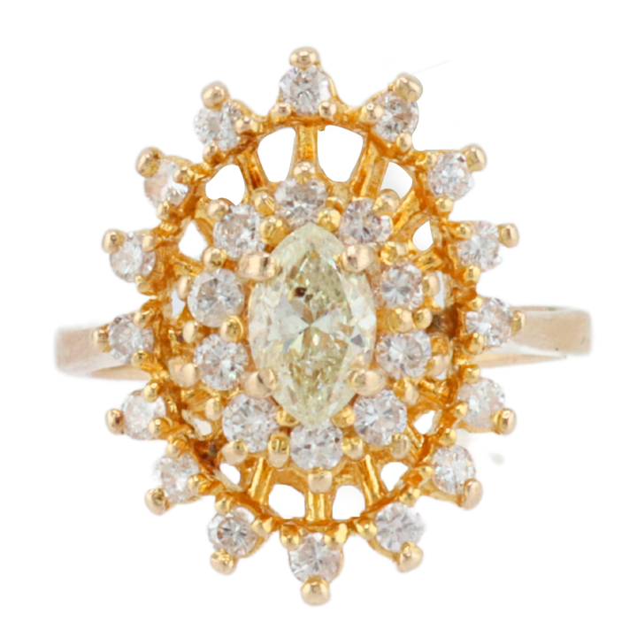Anillo vintage tipo cóctel con diamante Fancy Light Yellow