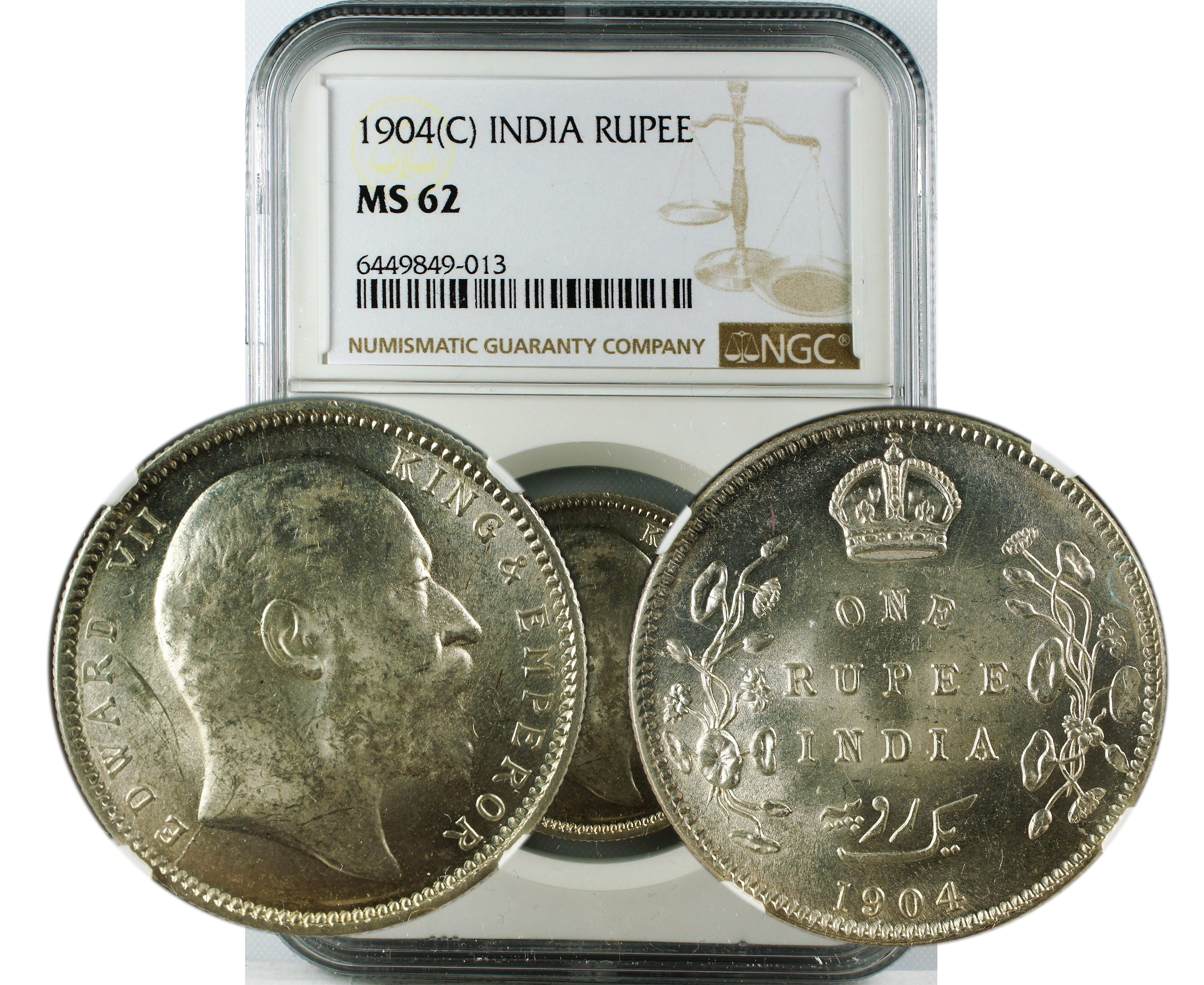 1904 C INDIA RUPEE MS62
