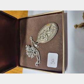 Sterling heavy religious Christopher pendant and chain