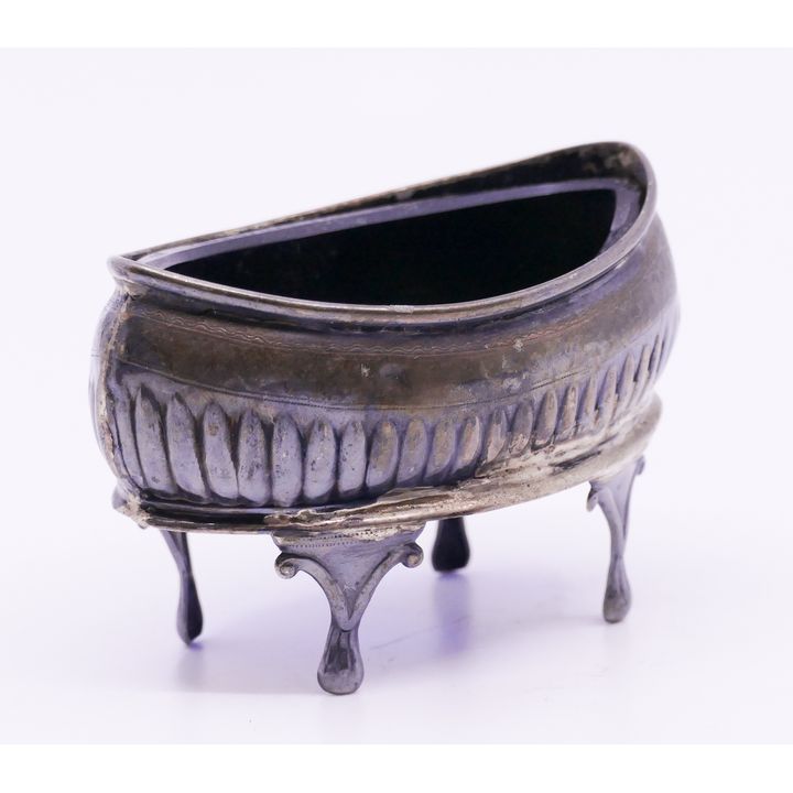 English Sterling Cobalt Glass Lined Master Salt- 3.5''- 35g Silver Only