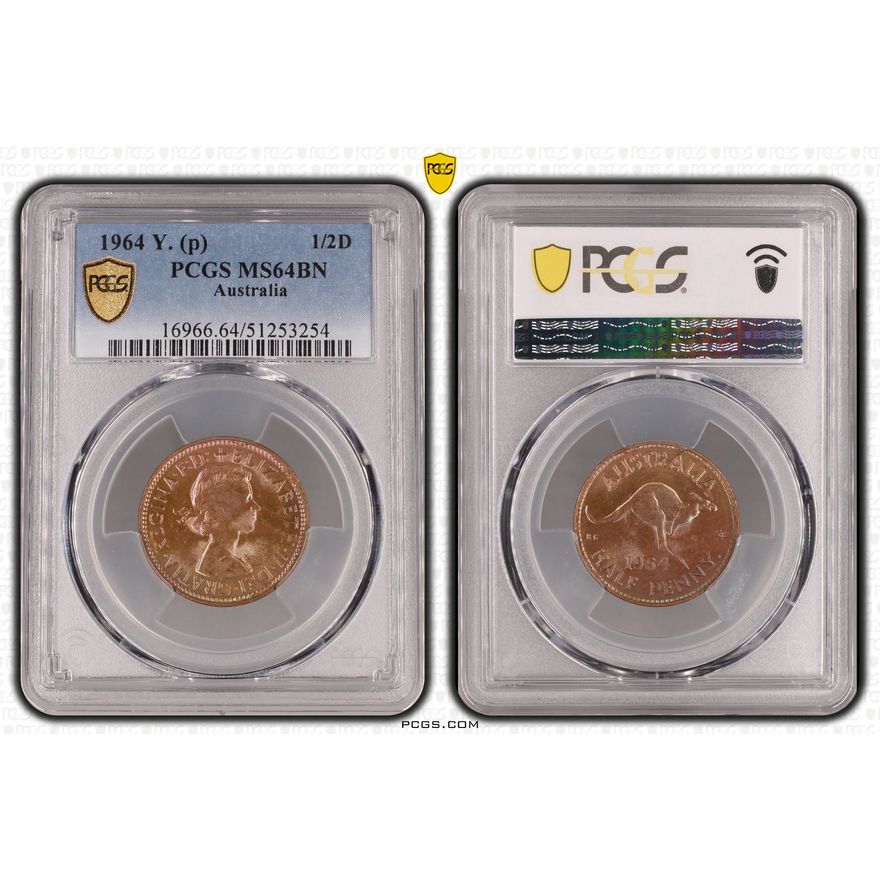 Elizabeth II, Half Penny, 1964, PCGS MS64BN