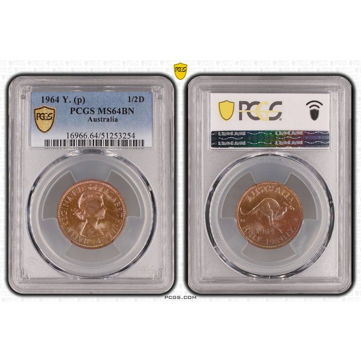 Elizabeth II, Half Penny, 1964, PCGS MS64BN