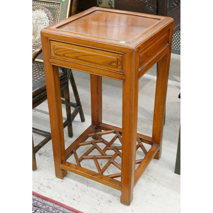 Antique Chinese Elmwood Stand with Drawer 30''x16''x16''