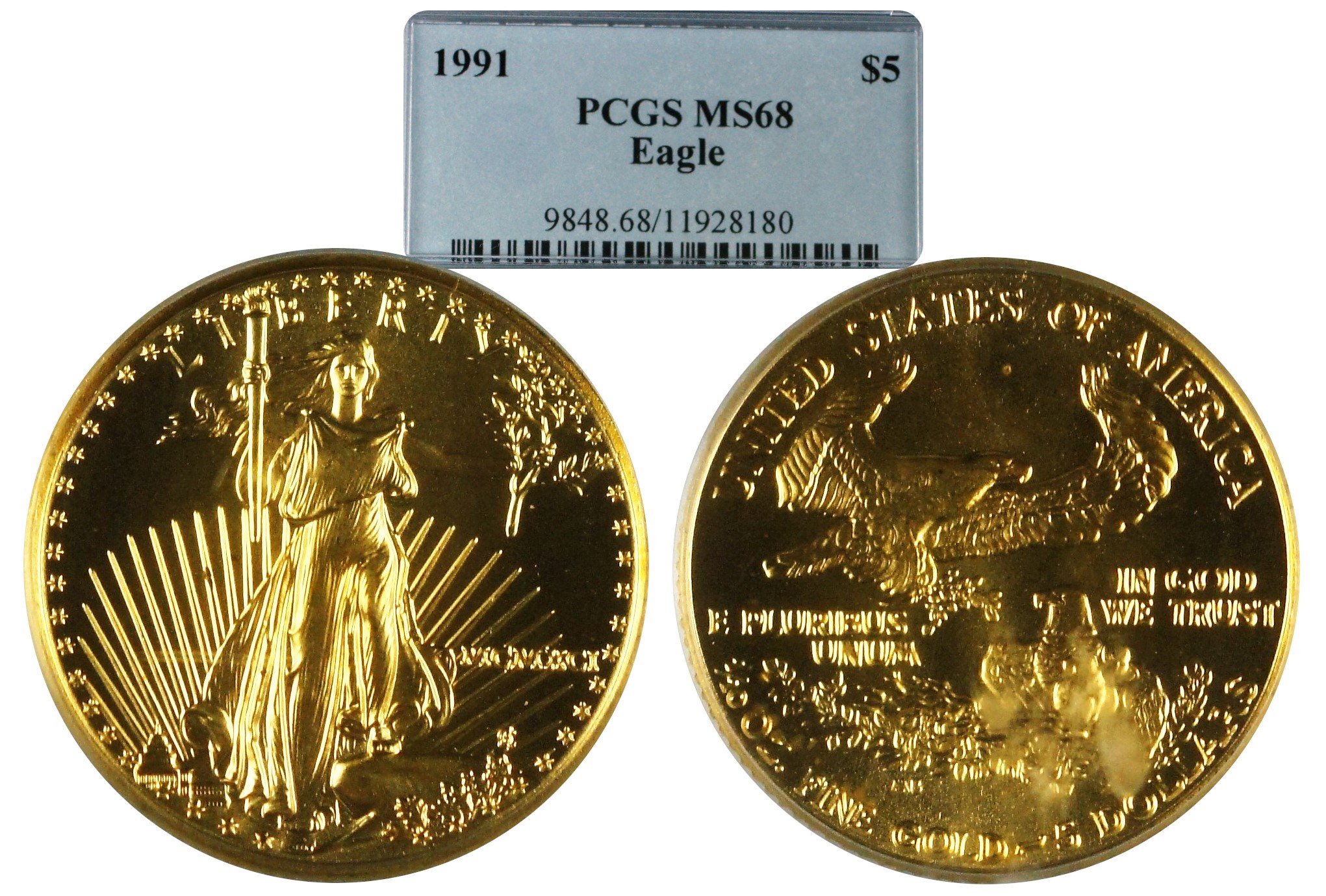 USA 1991 Gold $5 Eagle PCGS MS68