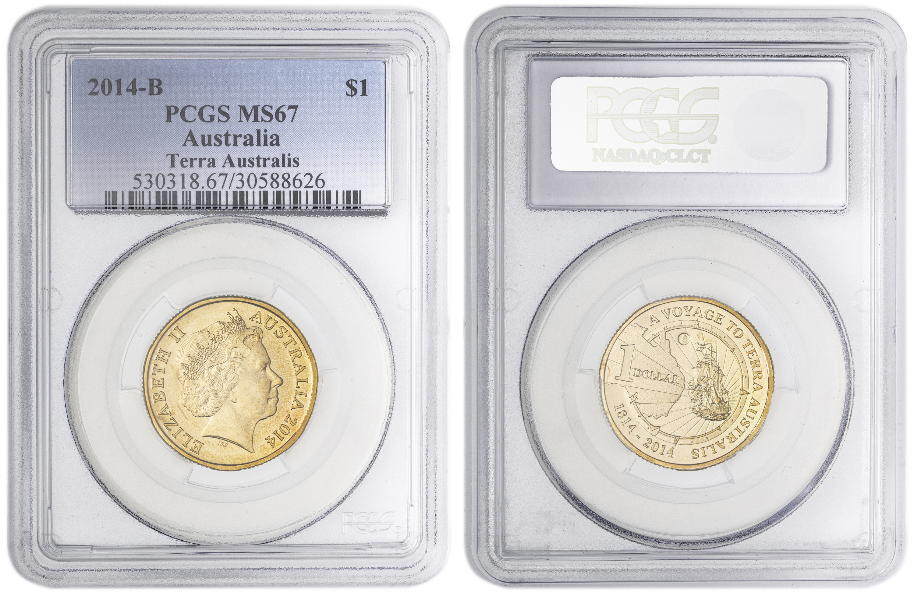 A Voyage to Terra Australis Privy Mark , One Dollar, 2014-B, PCGS MS67
