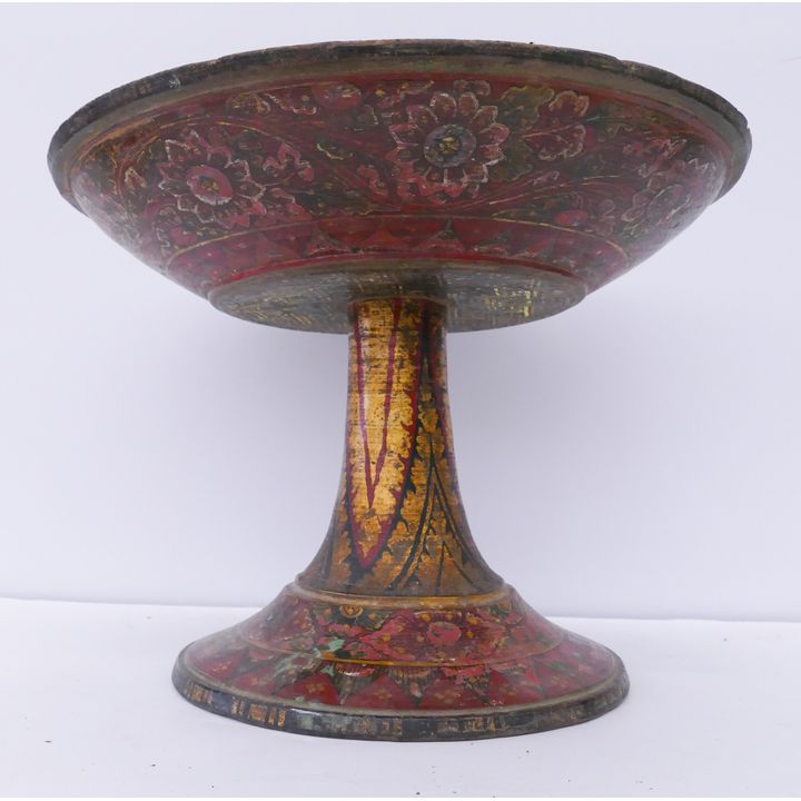 Antique Tibetan Painted Pedestal Tray- 10x14''
