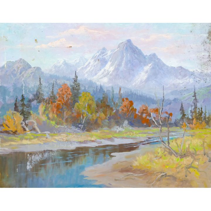 Gene Amondson ''Mountain Stream'' Oil on Masonite 22''x28'' - Unsigned