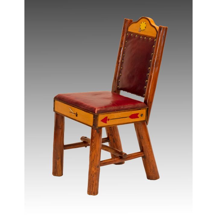 Wyoming Furniture Company (1890–1977), Panel Back Chair with War Shield, Arrows