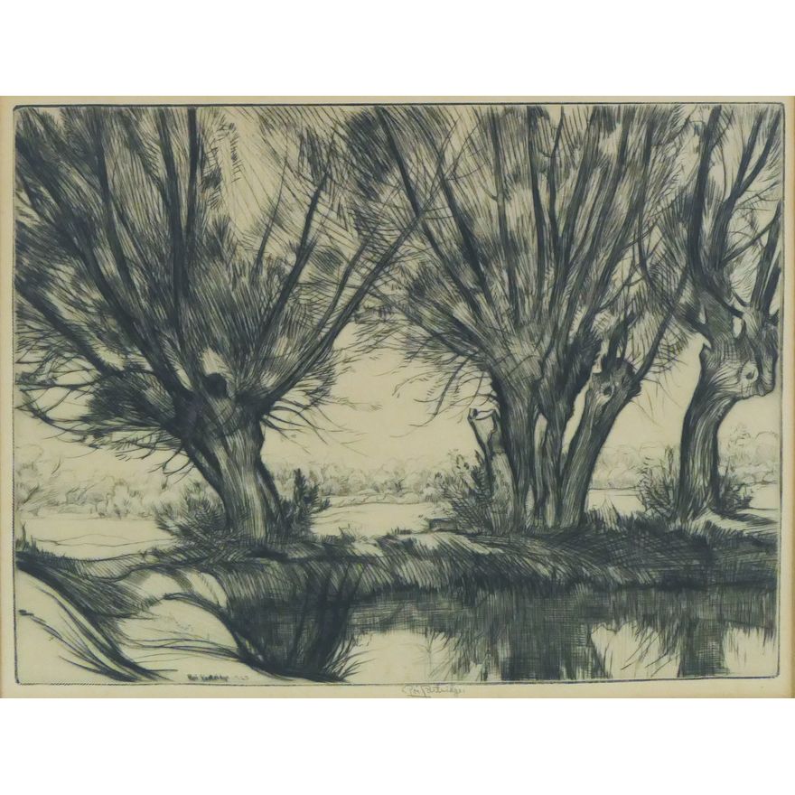 Roi Partridge 'Willow Pool No. 1 (Lone Pine, CA)' Etching, 1923.