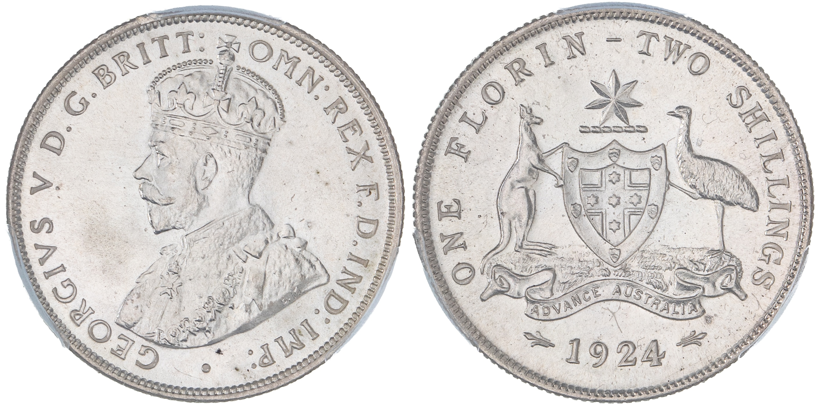 George V, Florin, 1924, PCGS MS63