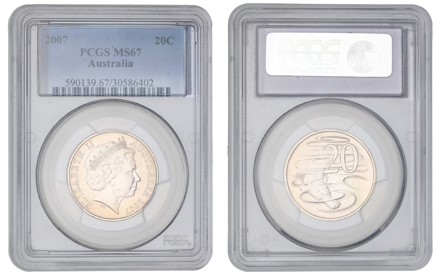 Elizabeth II, Twenty Cent, 2007, PCGS MS67