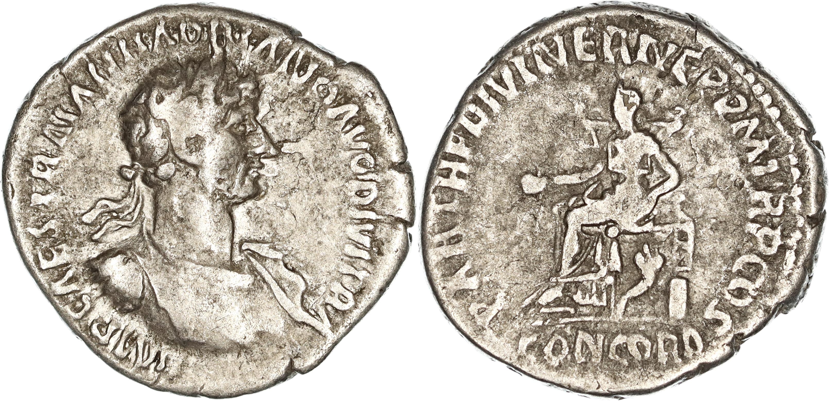 Roman Empire, Hadrian, Silver Denarius, 117 AD, nVF