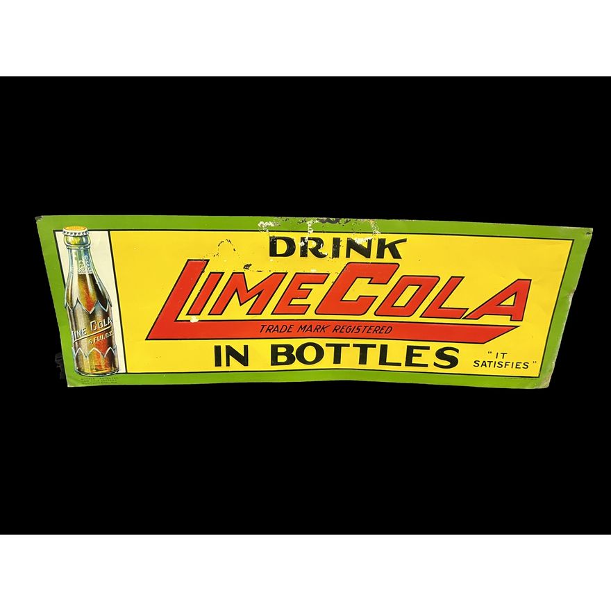 Drink Lime Cola In Bottles Tin Metal Soda Sign