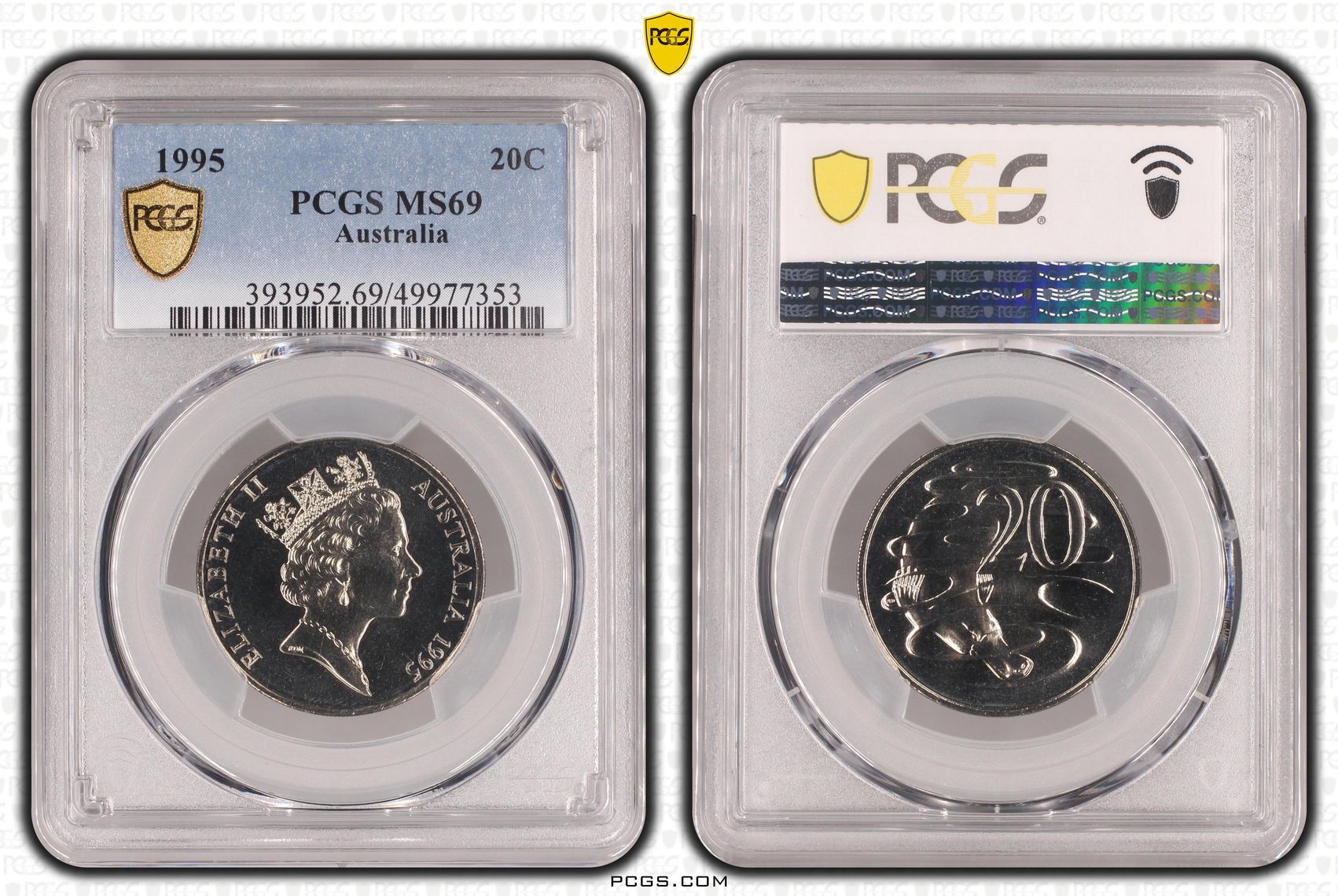 POP 18/0, Twenty Cent, 1995, PCGS MS69