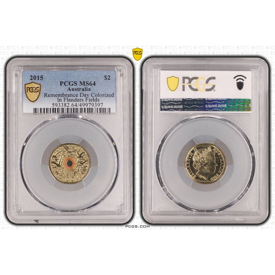 Remembrance Day Colorized - In Flanders Fields, Two Dollar, 2015, PCGS MS64
