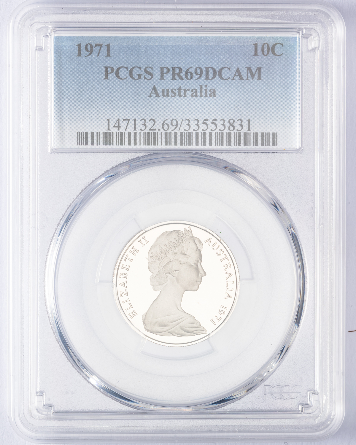 Elizabeth II, Ten Cent, 1971, PCGS PR69DCAM