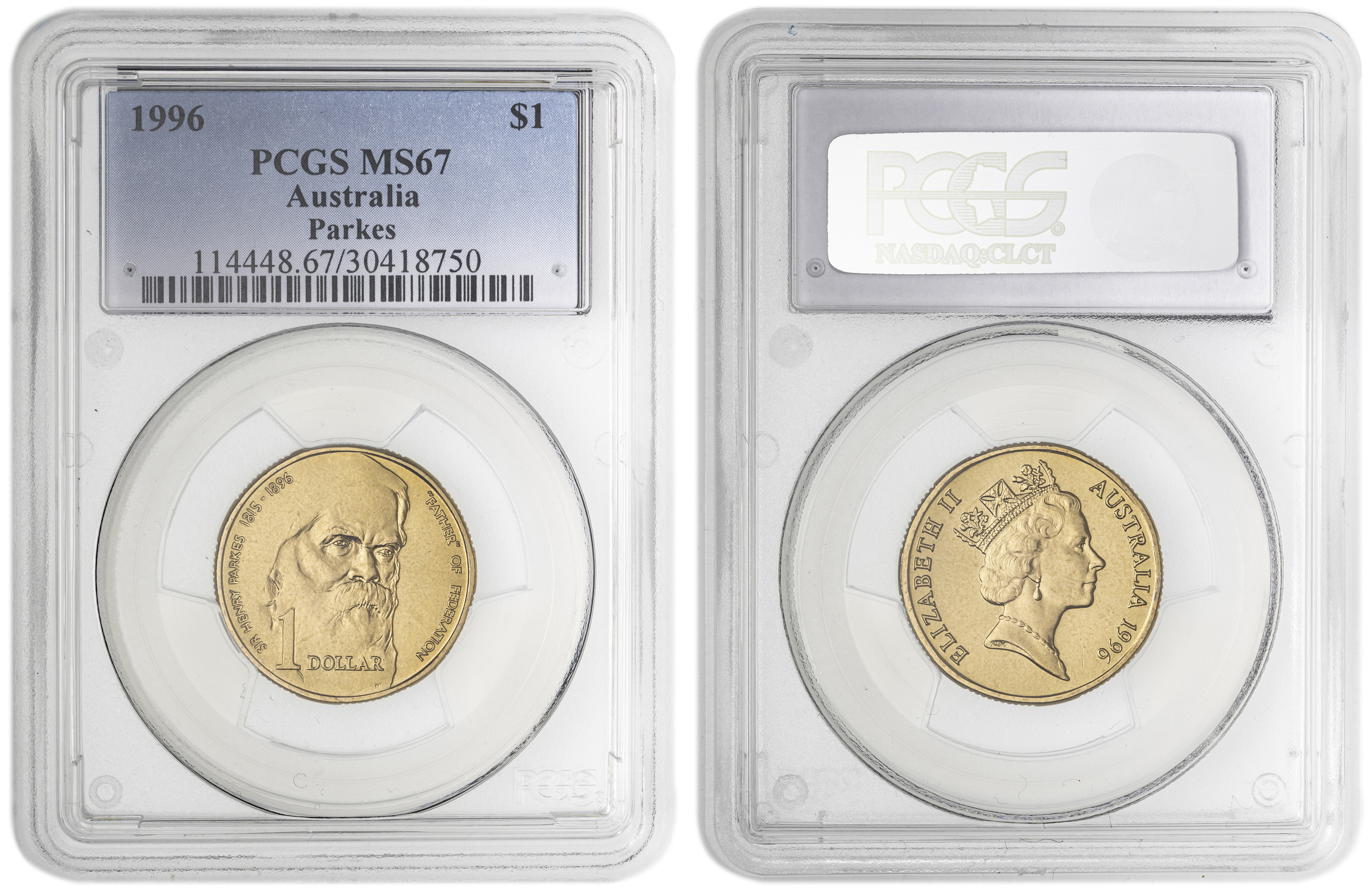 Parkes , One Dollar, 1996, PCGS MS67