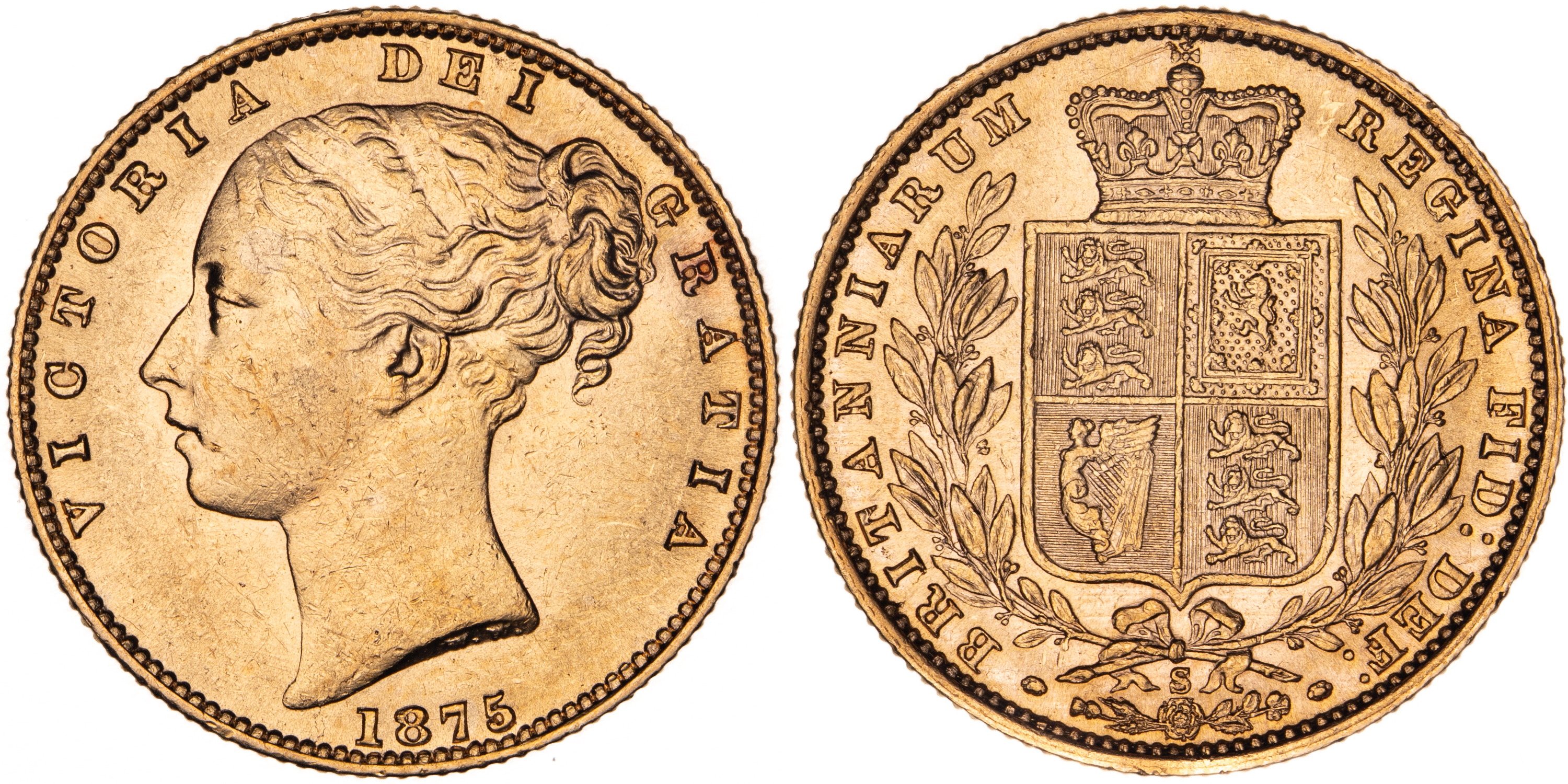 Victoria, Sovereign, 1875-S, EF