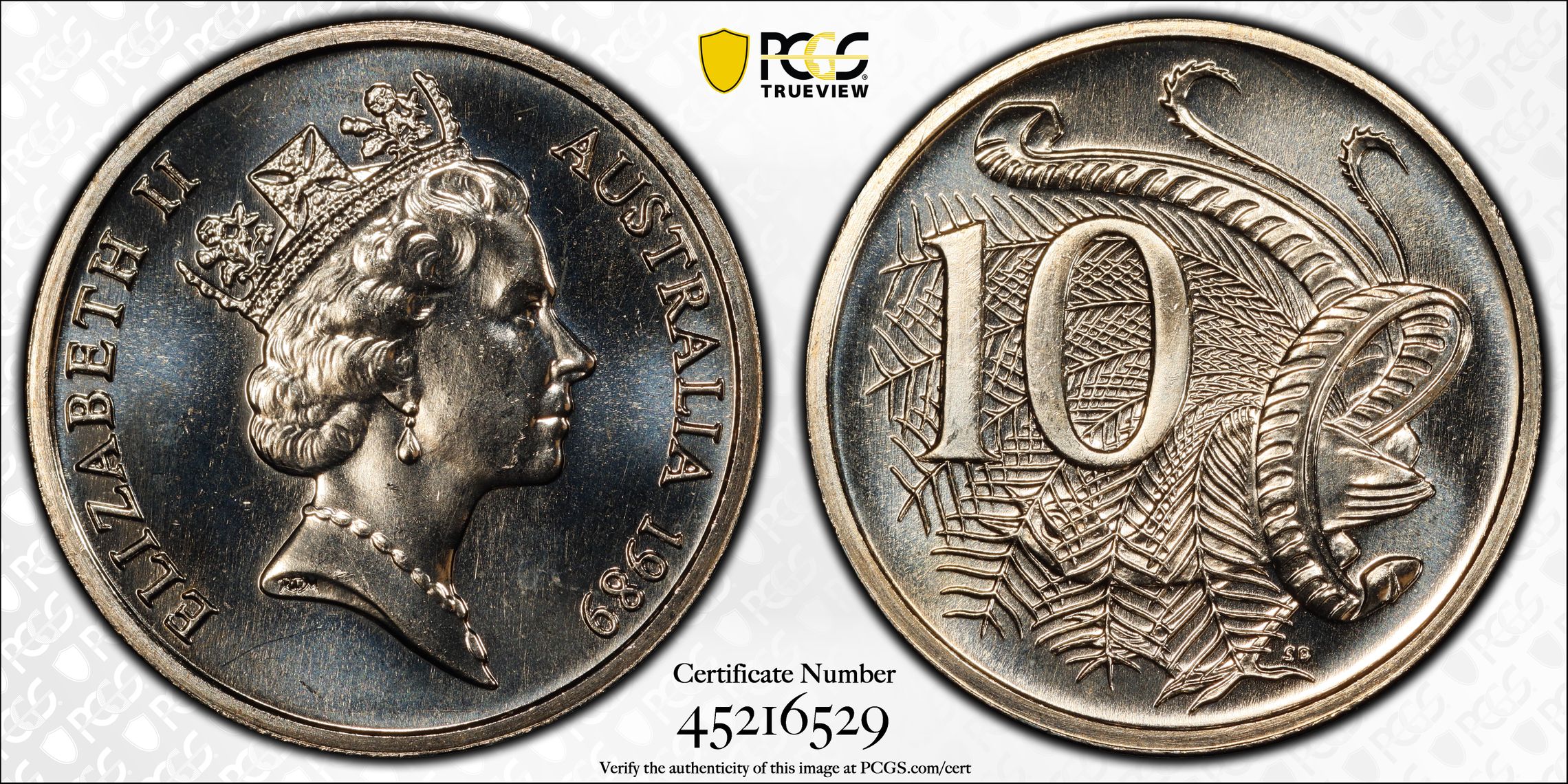 1989 Australia Ten Cent, 10c PCGS - MS68 -529