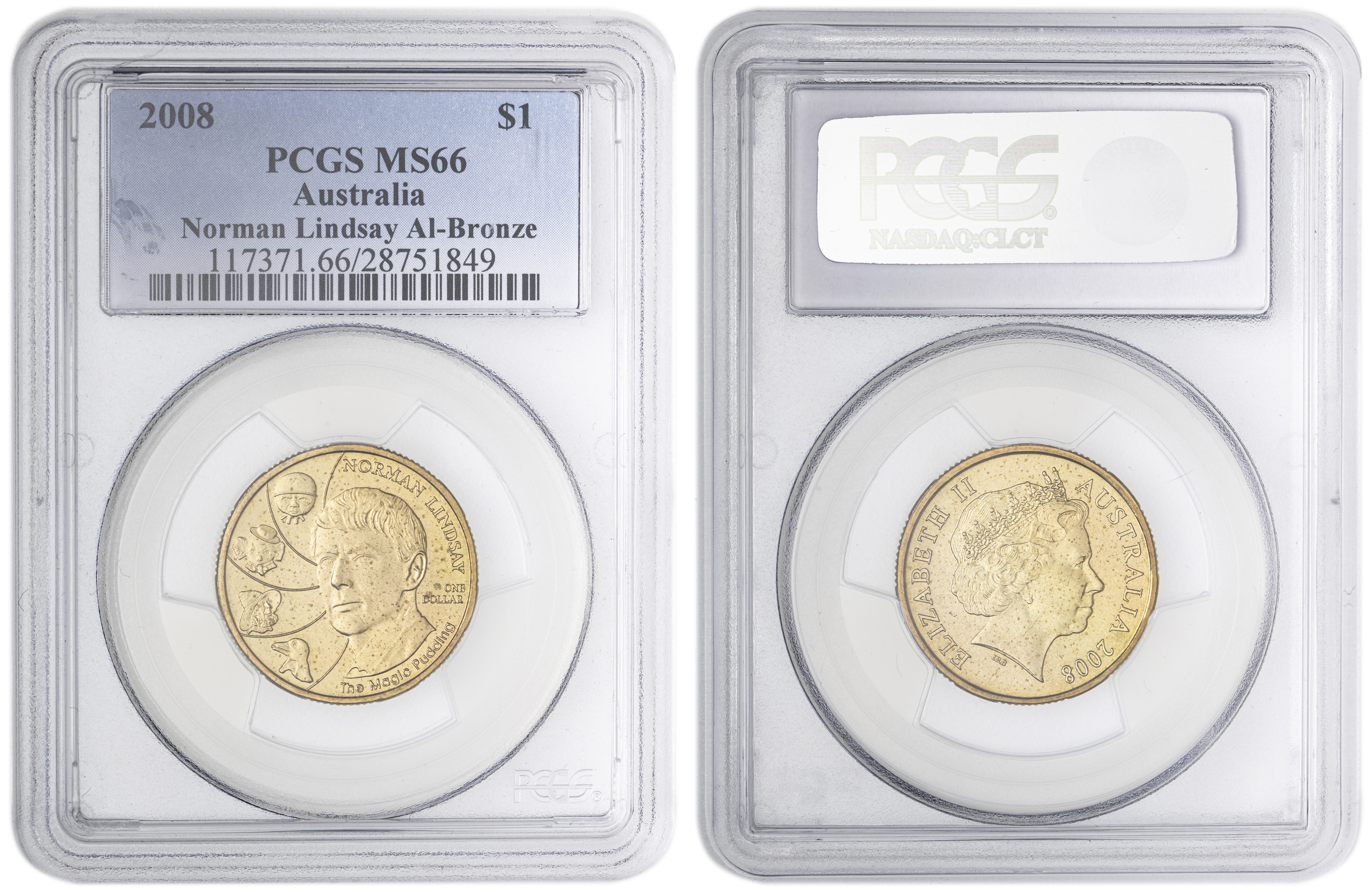 Norman Lindsay Al-Bronze , One Dollar, 2008, PCGS MS66
