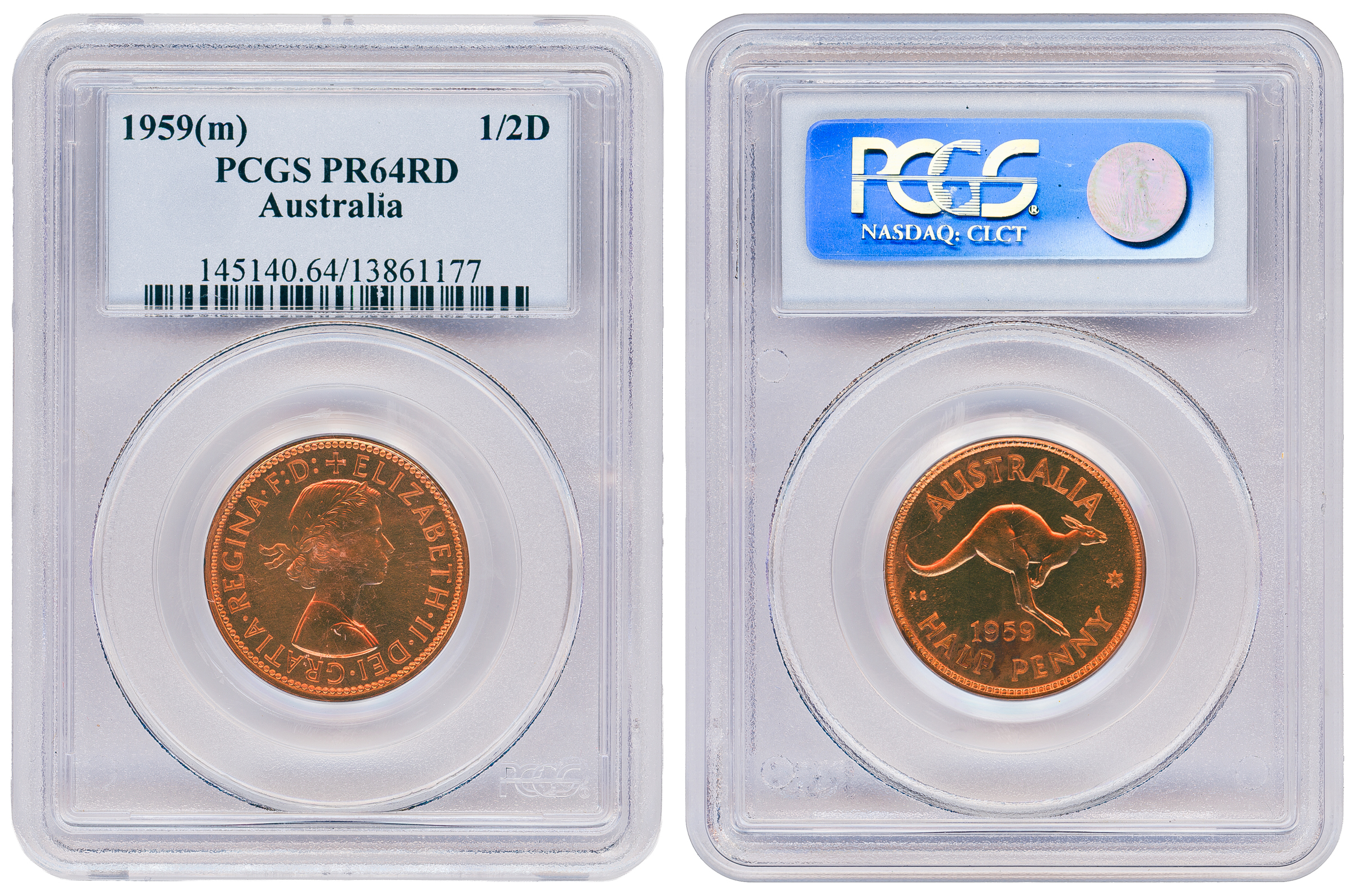 Elizabeth II, Halfpenny, 1959, PCGS PR64RD