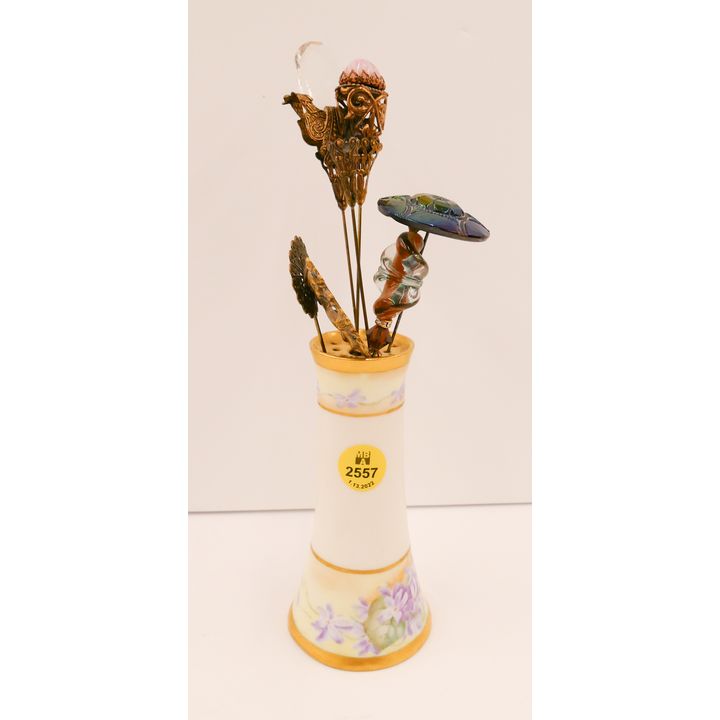 Porcelain Hat Pin Holder with Hat Pins- 9''