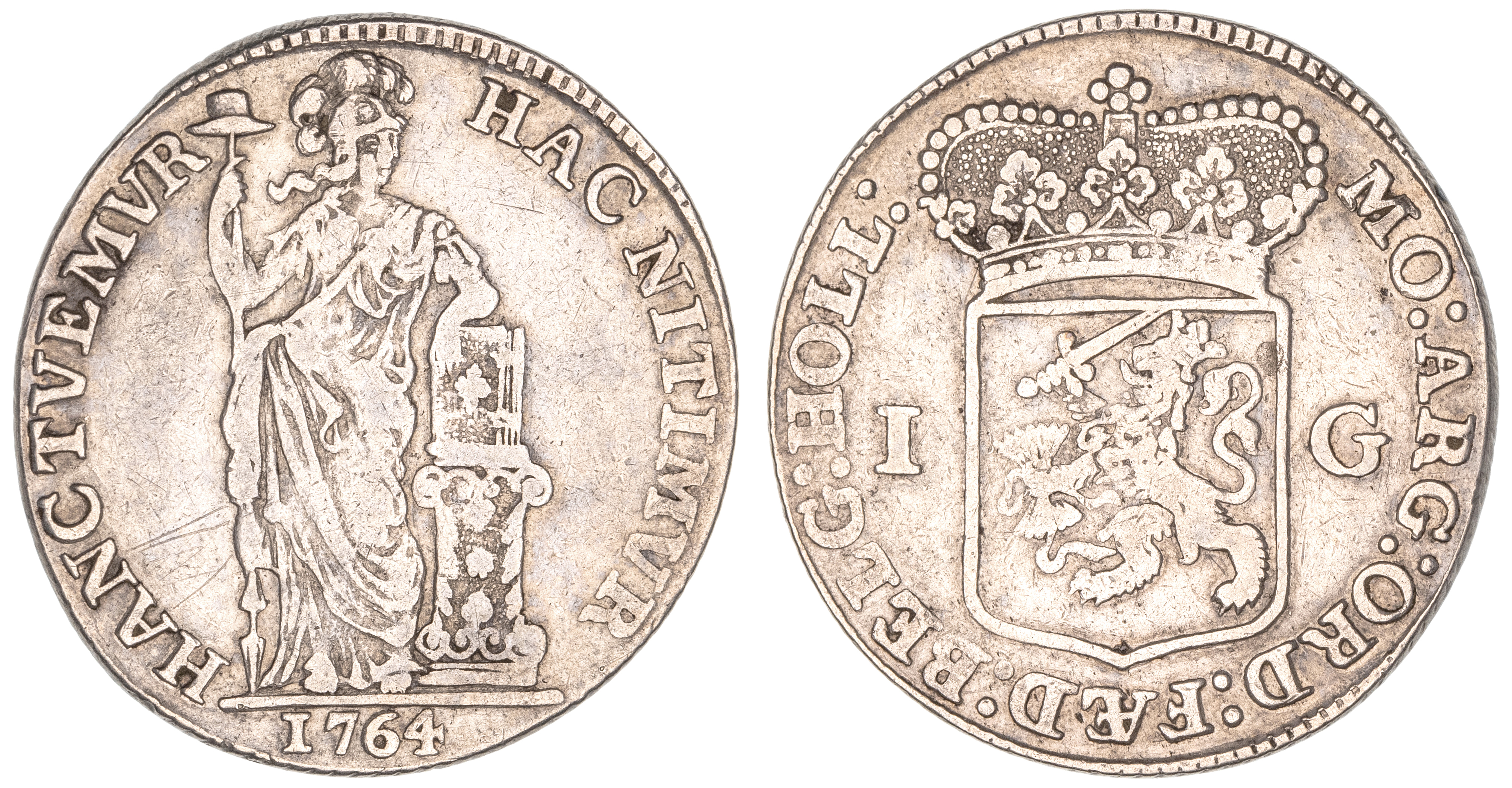 Netherlands, Gulden, 1764, aVF