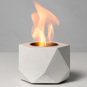 TABLE TOP FIRE PIT BOWL - CONCRETE TABLETOP FIREPLACE INDOOR OUTDOOR DECOR PORTABLE RUBBING ALCOHOL BURNER SMORES MAKER FOR PATIO