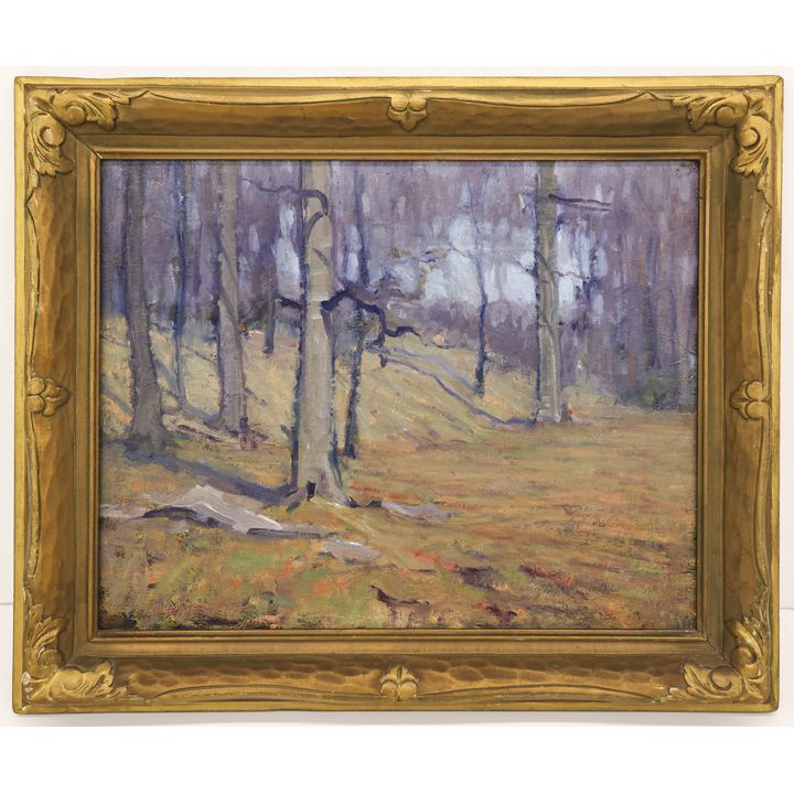 Arts & Crafts Forest Scene Oil Painting Framed