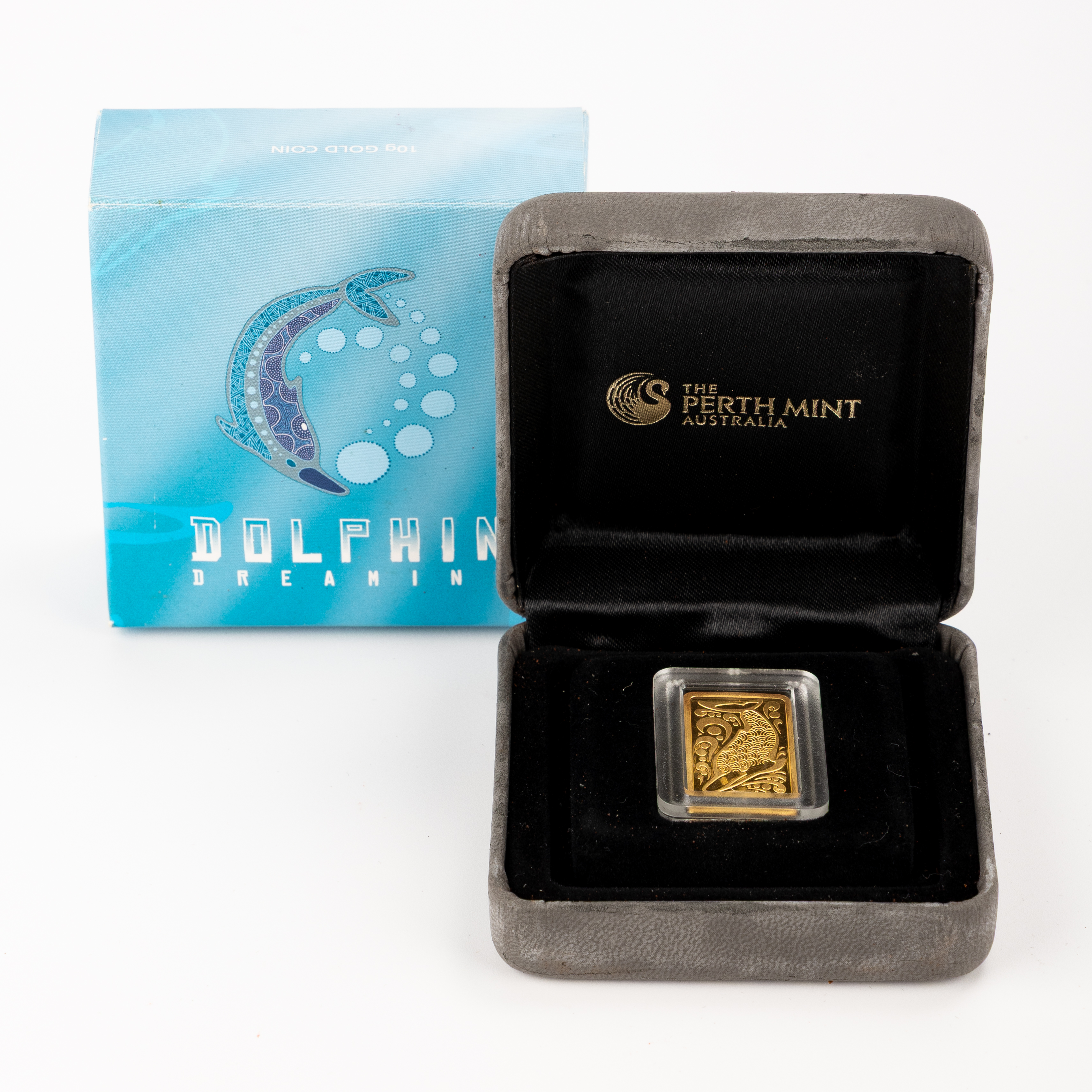38 · Dolphin Dreaming Rectangular 10g Gold Coin, Twenty Five Dollars, 2010