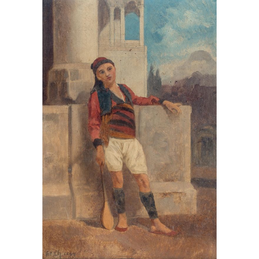 Stanisław Chlebowski | Chłopiec na tle architektury, 1884 r.