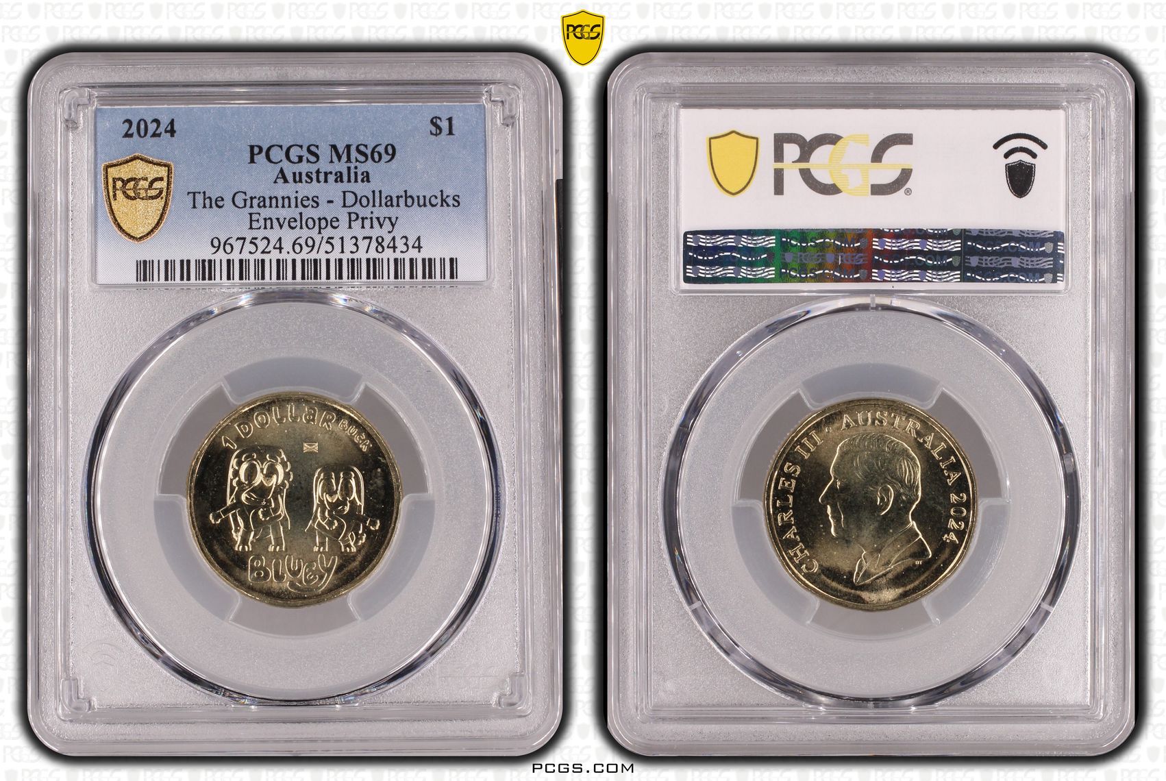The Grannies - Dollarbucks Envelope Privy, POP 3/0, One Dollar, 2024, PCGS MS69