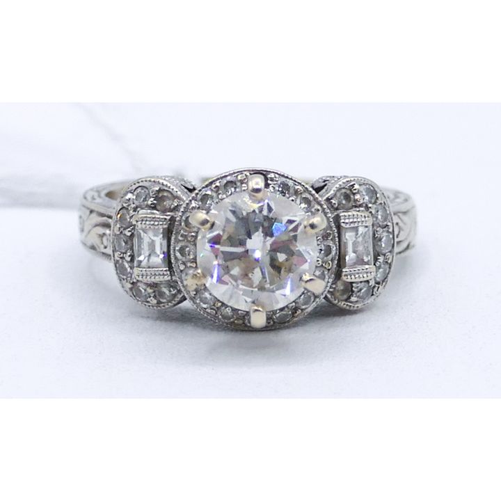Ladies 1.5ct Diamond Solitaire Pierced 14k Ring Size 6 - 4.7 Grams