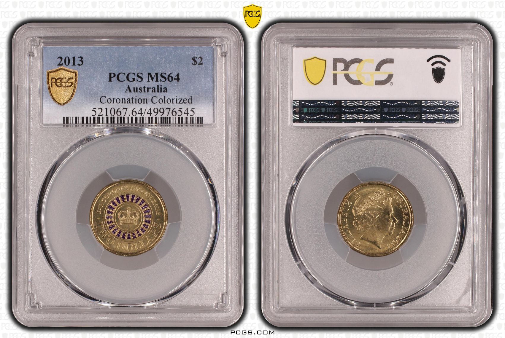 405 · Coronation Colourised, Two Dollar, 2013, PCGS MS64