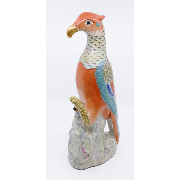 Chinese Export Gilt Polychrome Porcelain Bird Figure 15''