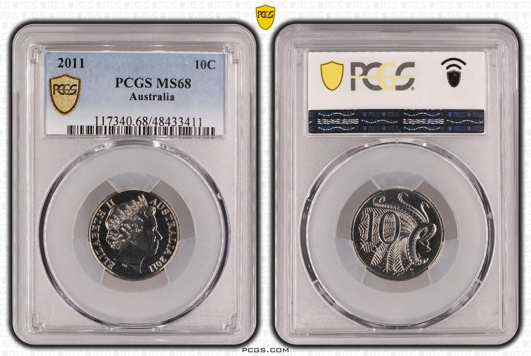 Elizabeth II, Ten Cent, 2011, PCGS MS68