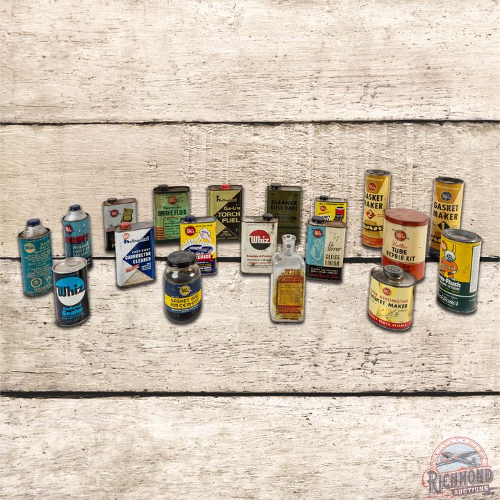 Group of 19 Whiz Advertising Cans & Bottles