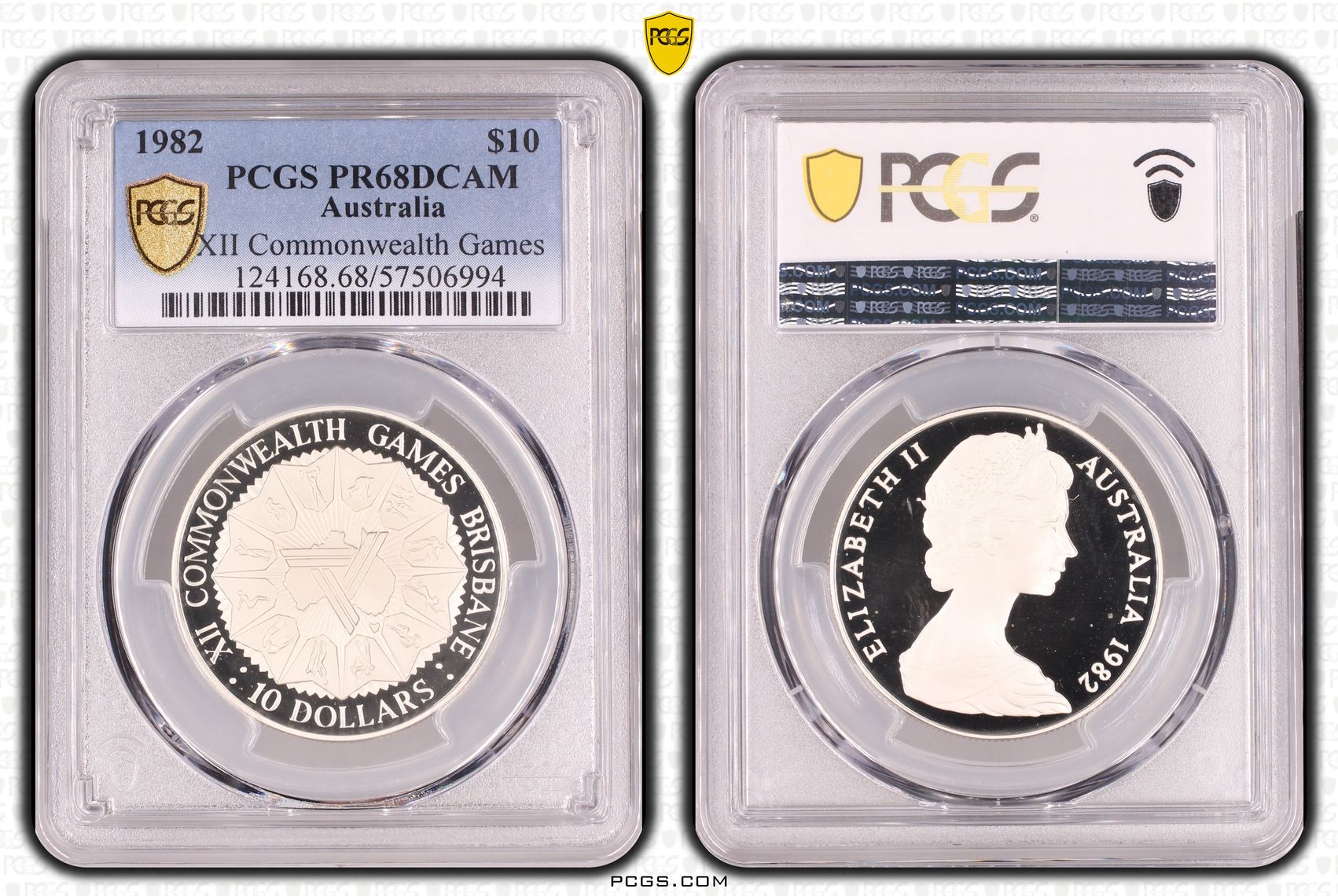 XII Commonwealth Games, Ten Dollar, 1982, PCGS PR68DCAM