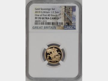 2019 ELIZABETH II PROOF GOLD HALF SOVEREIGN ONE OF FIRST 40 STRUCK PF70 UCAM