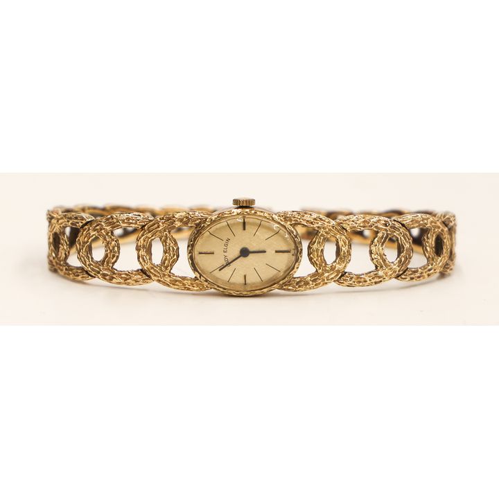 Lady Elgin 14k Modernist Band Wrist Watch