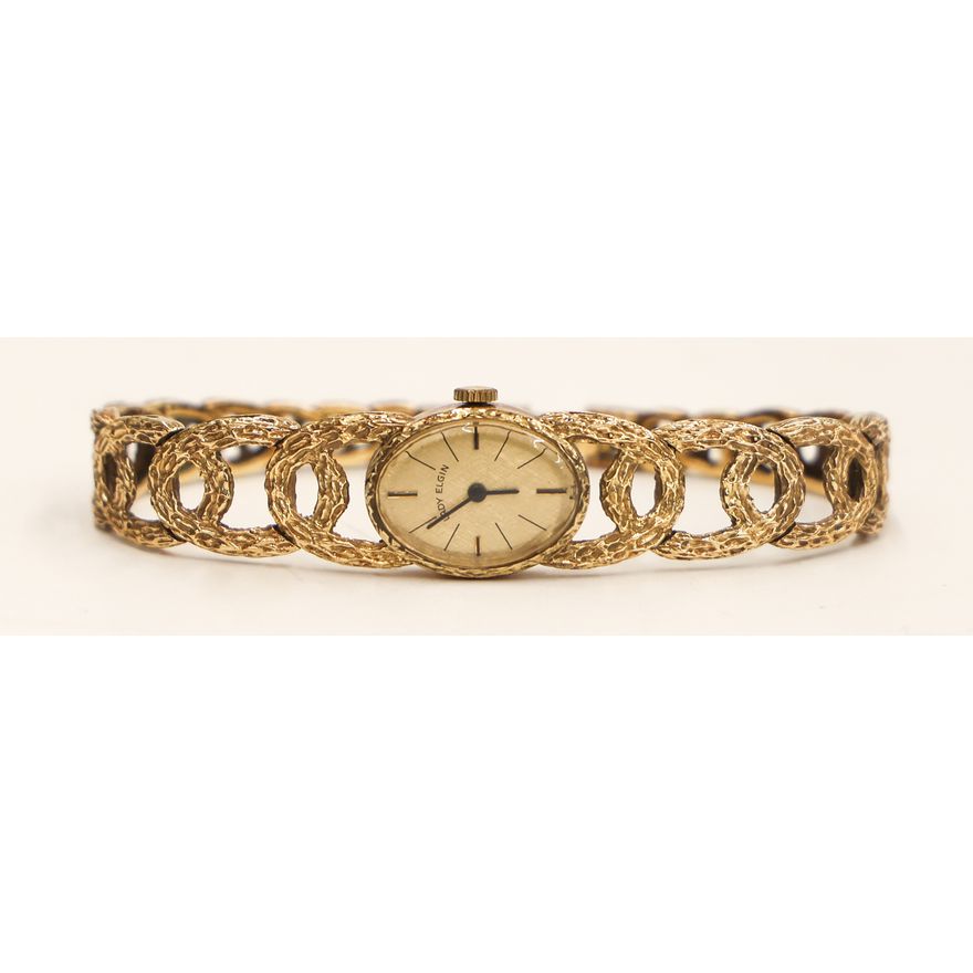 Lady Elgin 14k Modernist Band Wrist Watch