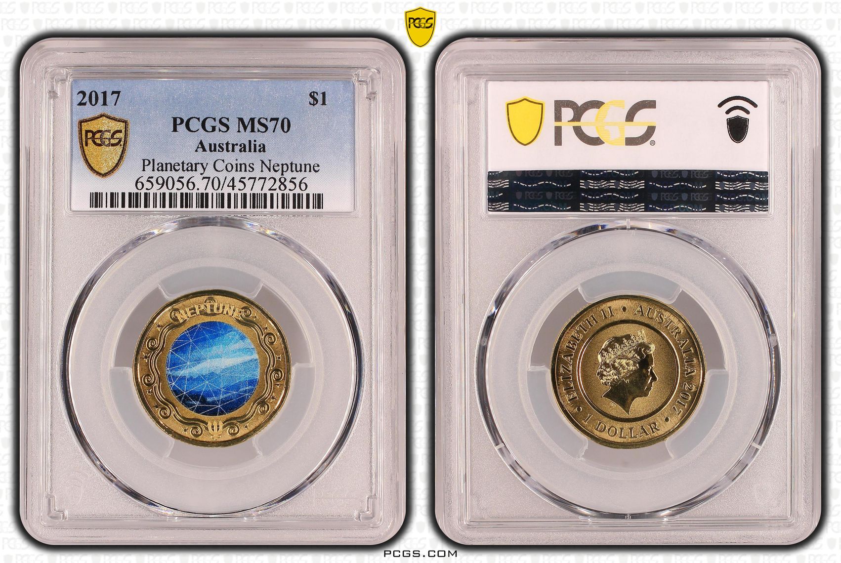 Elizabeth II, Planetary Coins Neptune, One Dollar, 2017, PCGS MS 70