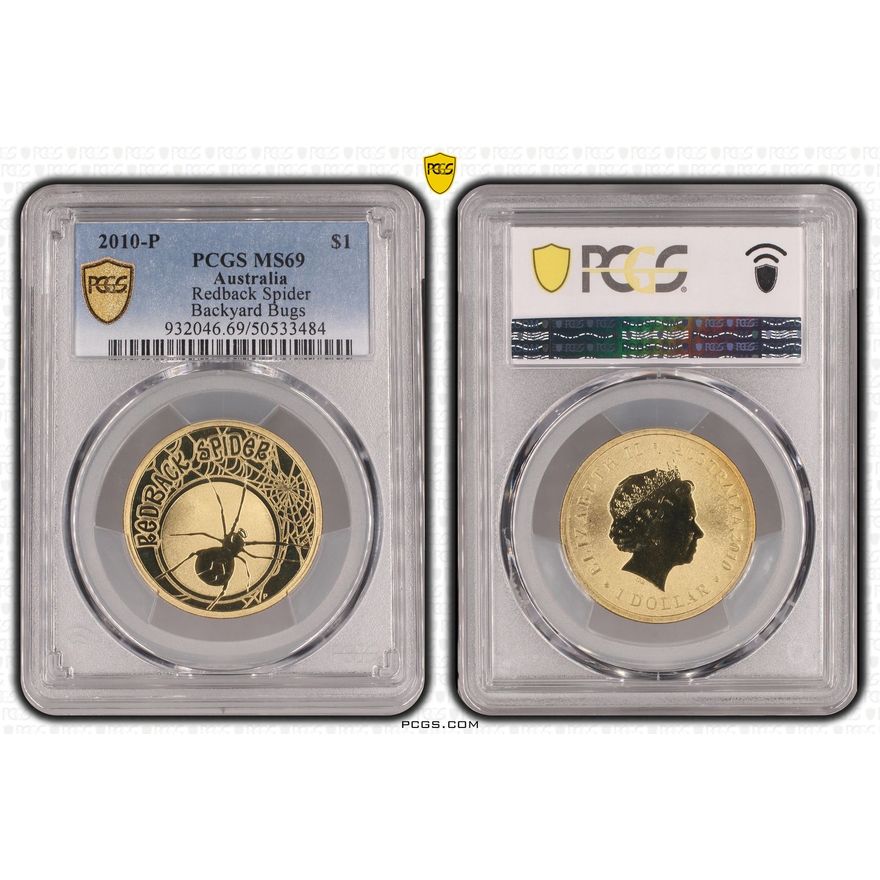 Redback Spider Backyard Bugs, POP 3/0, One Dollar, 2010-P, PCGS MS69