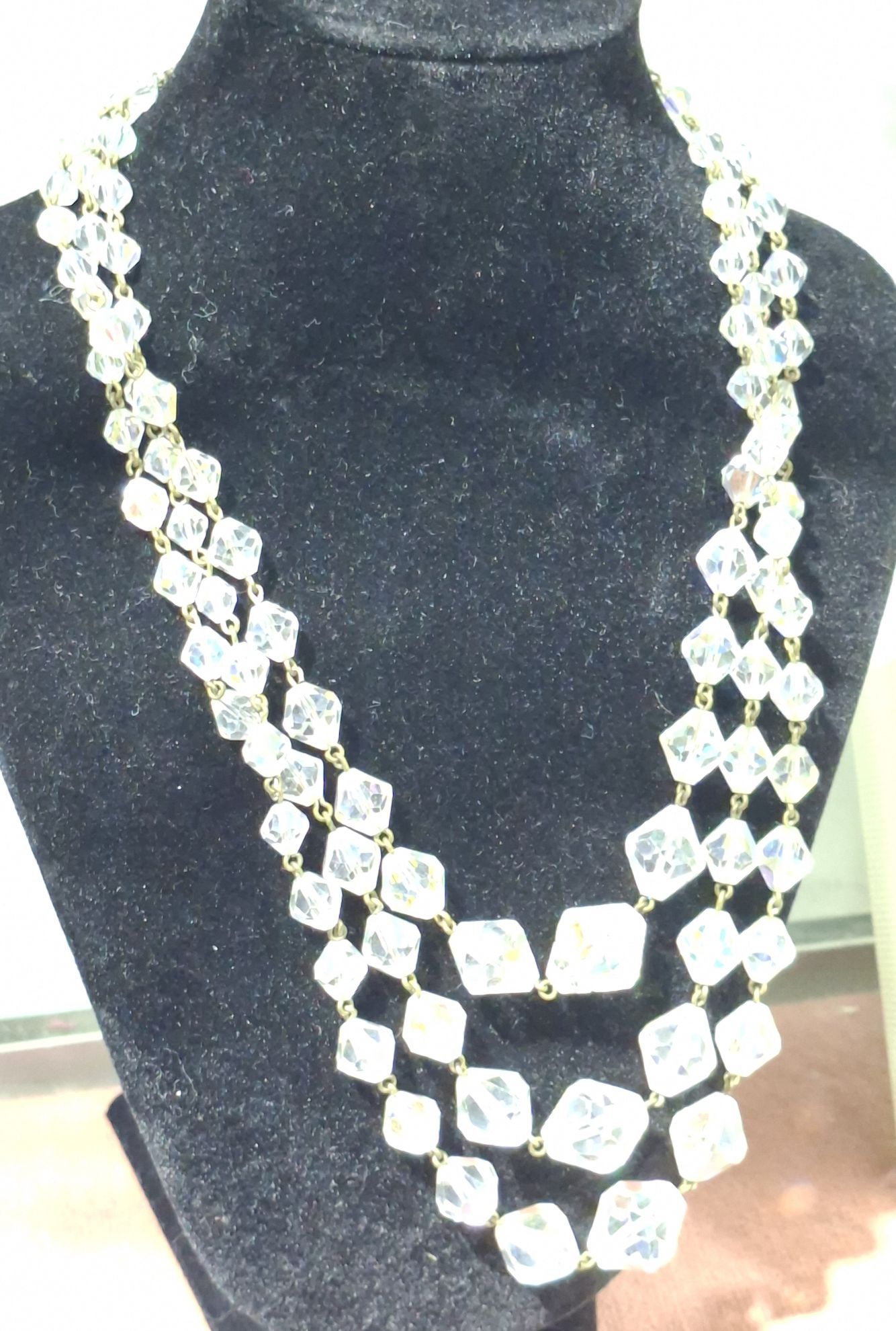 Triple Strand Crystal Necklace